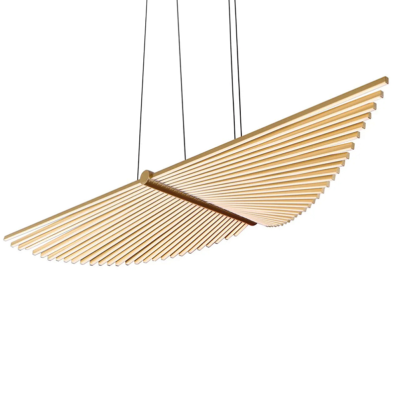 Люстра в виде распахнутых крыльев из тонких металлических планок Flight of Freedom Черный Золотой в Саратове | Loft Concept 