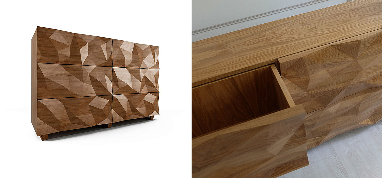 Комод с большими угловыми фигурами, 3 уровня Geometric Greece Комод с большими угловыми фигурами, 3 уровня Geometric Greece - Loft-Concept в Саратове
