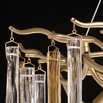 Люстра линейная золотого цвета с декоративными ветвями и длинными стеклянными подвесками в форме сосулек Droplet Chandelier варинант исполнения - 7 | Loft Concept в Саратове