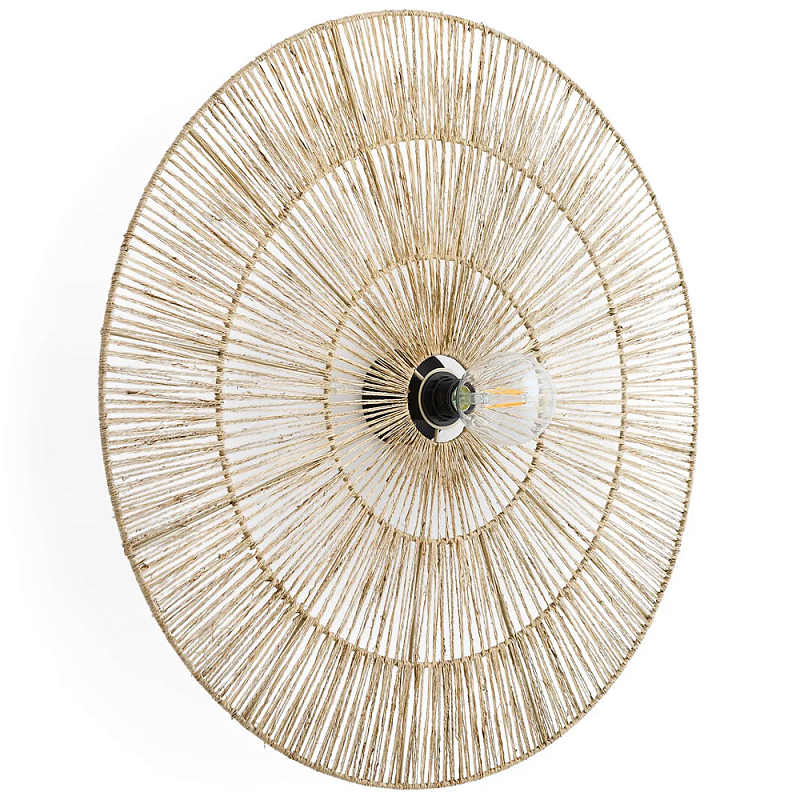 Круглый настенный светильник с декором из пеньковой веревки Alano Wall Lamp Бежевый Круглый настенный светильник с декором из пеньковой веревки Alano Wall Lamp Бежевый в Саратове | Loft Concept