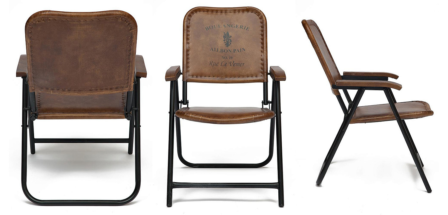 Складной кожаный стул Industrial Folding buffalo leather chair Складной кожаный стул Industrial Folding buffalo leather chair - Loft-Concept в Саратове