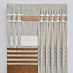 Панно из шнура Бежевая геометрическая абстракция wall panel line beige  варинант исполнения - 1 | Loft Concept в Саратове