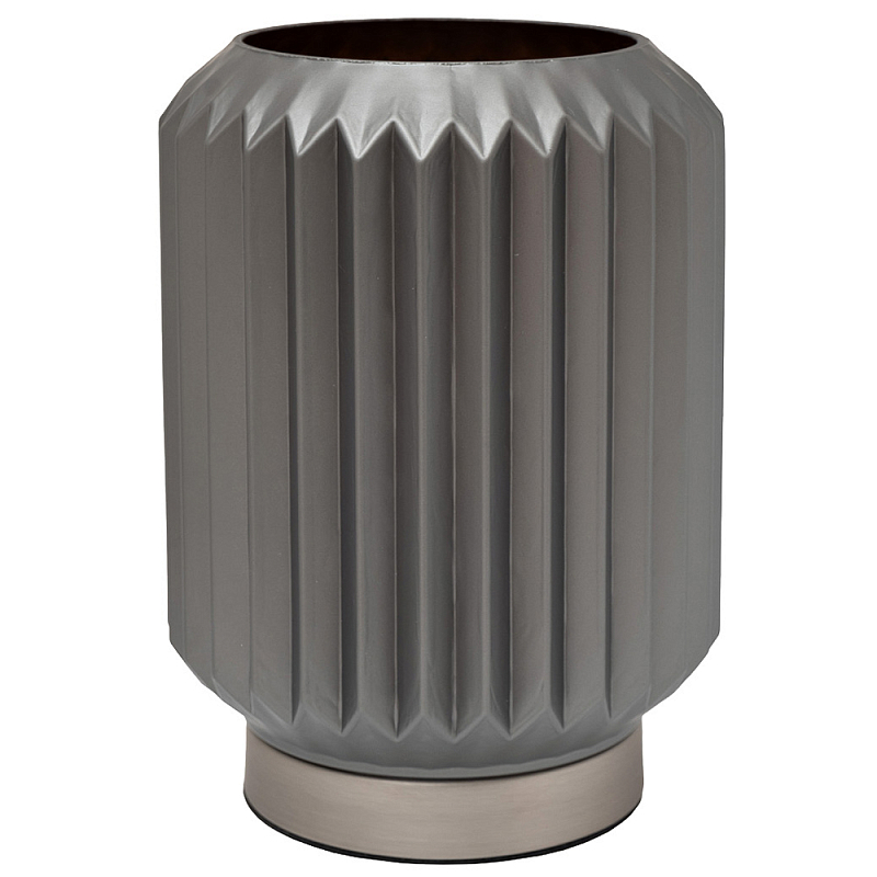 Настольная лампа стеклянная фактурная серого цвета Smoky Corrugated Lamp Серый Настольная лампа стеклянная фактурная серого цвета Smoky Corrugated Lamp Серый в Саратове | Loft Concept