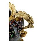 Ваза из фарфора черная с цветочной росписью и бронзовыми элементами Spring Garden варинант исполнения - 2 | Loft Concept в Саратове