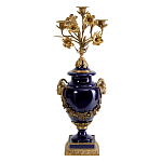 Подсвечник из темно-синего фарфора с бронзовыми элементами и цветами Eden Garden варинант исполнения - 1 | Loft Concept в Саратове