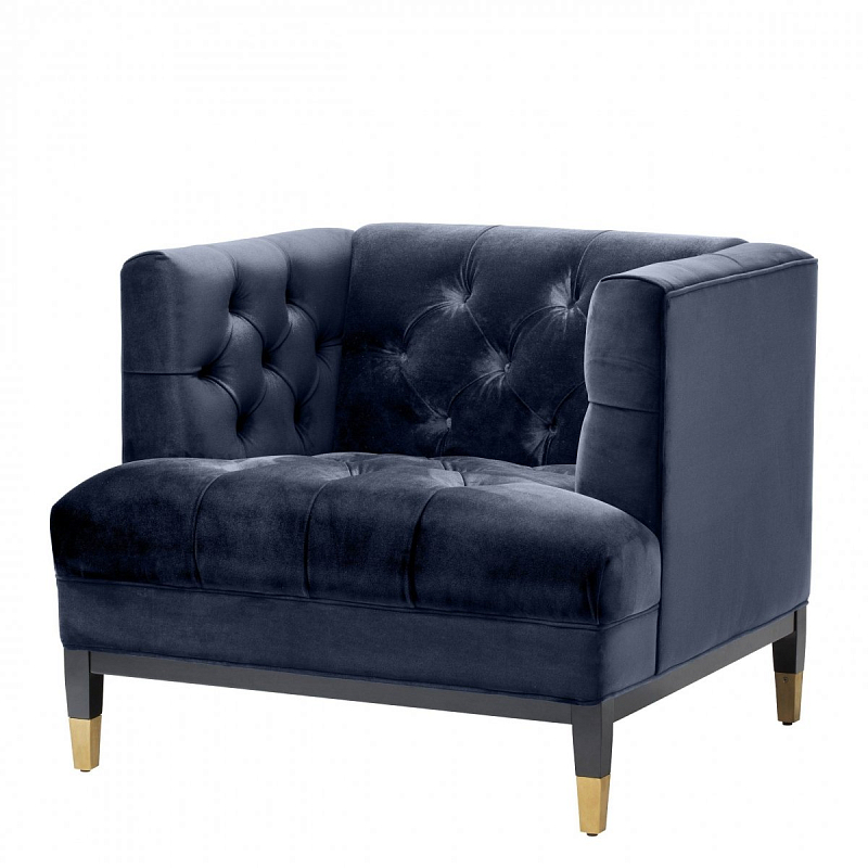 Кресло Eichholtz Chair Castelle Blue Темно-синий Черный Латунь Кресло Eichholtz Chair Castelle Blue Темно-синий Черный Латунь в Саратове | Loft Concept