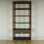 Стеллаж Elsa Dreams Walnut со стеклянными полками и ящиком варинант исполнения - 4 | Loft Concept в Саратове