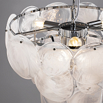 Люстра из белых стеклянных дисков на серебрянном каркасе White Glowing Reflectors варинант исполнения - 5 | Loft Concept в Саратове