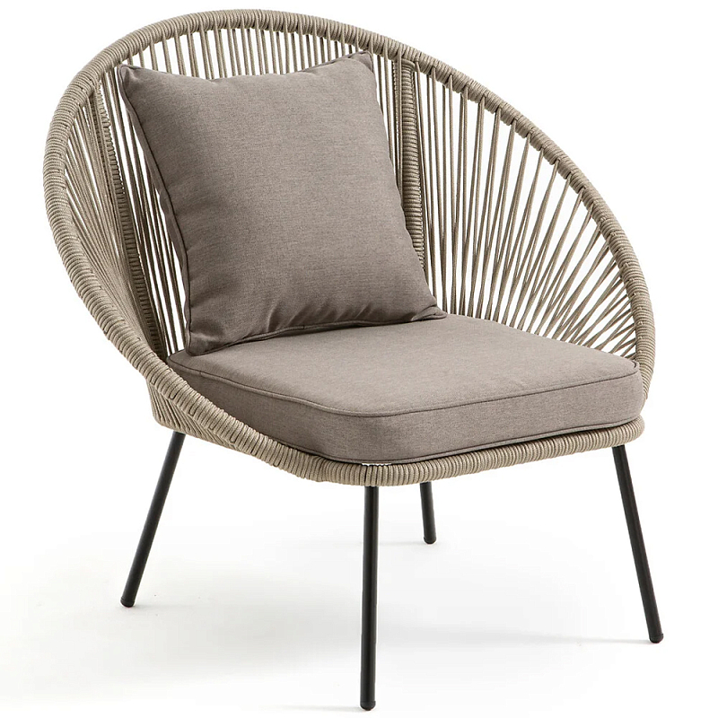 Садовое кресло Аcapulco Grey Chair Бежевый Серо-бежевый Черный Садовое кресло Аcapulco Grey Chair Бежевый Серо-бежевый Черный в Саратове | Loft Concept
