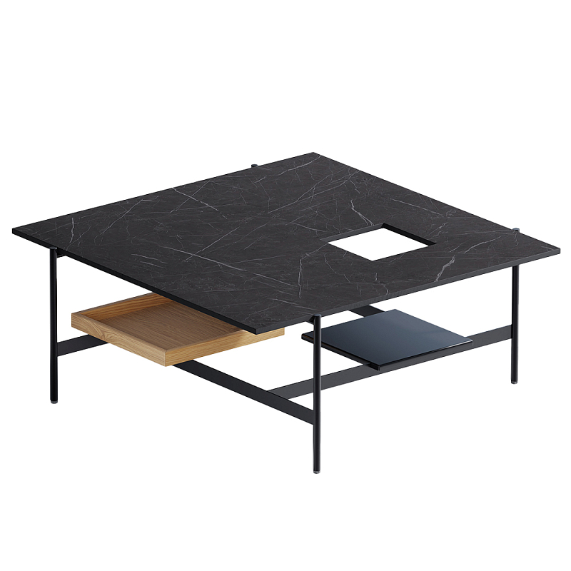 Karat журнальный столик цвета тёмный камень с съемным подносом Серый Черный в Саратове | Loft Concept 