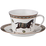 Чайный сервиз из фарфора с изображением лошадей на 6 персон 15 предметов Porcelain Horse Set  варинант исполнения - 1 | Loft Concept в Саратове