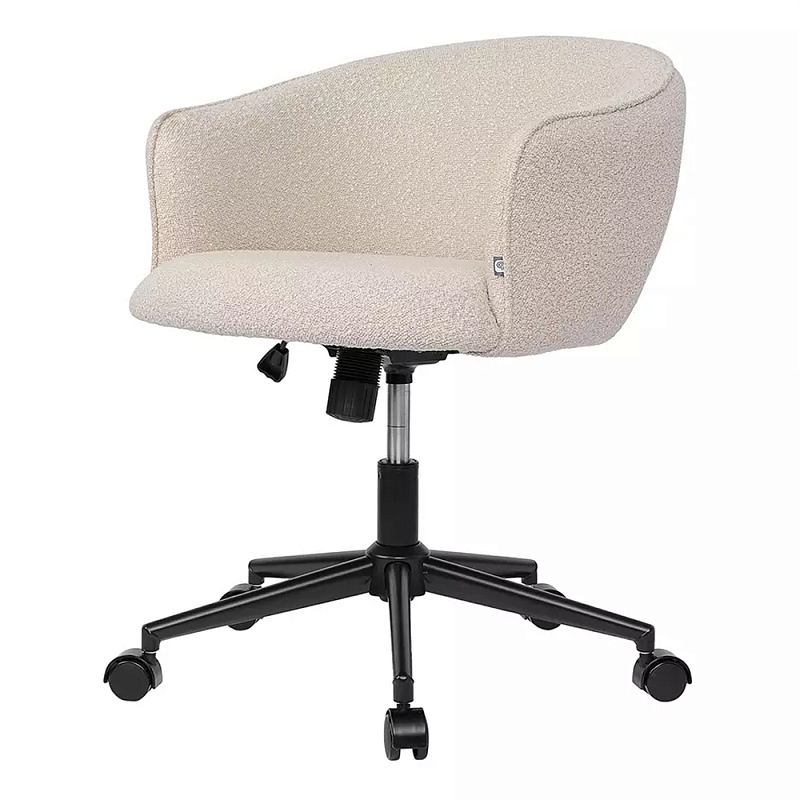 Кресло офисное полукруглое с буклированной обивкой Adjustable Chair Бежевый Кресло офисное полукруглое с буклированной обивкой Adjustable Chair Бежевый в Саратове | Loft Concept