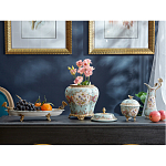 Блюдо овальное из голубого фарфора с ручками в виде бабочек и цветочным рисунком Blue Garden варинант исполнения - 4 | Loft Concept в Саратове