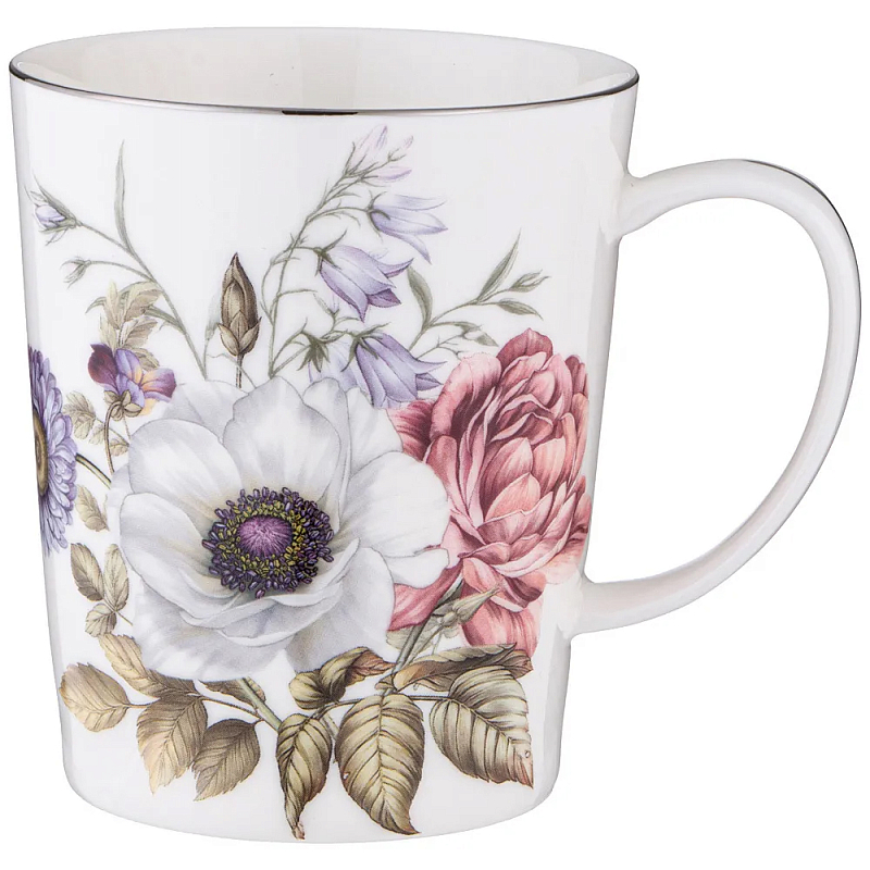 Кружка фарфоровая с рисунком цветов 400 мл Garden Whisper Porcelain Set Белый Мульти Кружка фарфоровая с рисунком цветов 400 мл Garden Whisper Porcelain Set Белый Мульти в Саратове | Loft Concept