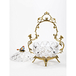 Конфетница с бронзовой ручкой и фарфоровой птичкой на крышке Eden Garden варинант исполнения - 2 | Loft Concept в Саратове