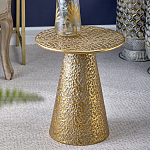 Журнальный столик с конусообразной основой и текстурной поверхностью золотого цвет Ethnic Metal варинант исполнения - 3 | Loft Concept в Саратове