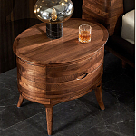 Прикроватный столик из дерева с 2-мя ящиками Moon Walnut Furniture варинант исполнения - 3 | Loft Concept в Саратове