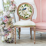 Стул бежевый из натурального бука с изображением птиц и цветов Blooming Blue Birds варинант исполнения - 3 | Loft Concept в Саратове