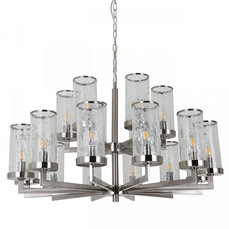 Люстра LIAISON TWO-TIER Chandelier 18 Silver Никель Прозрачное Стекло в Саратове | Loft Concept 