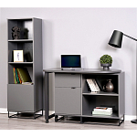 Стеллаж книжный цвета графит с 3-мя открытыми полками и дверкой Strict Lines варинант исполнения - 4 | Loft Concept в Саратове