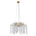 Люстра подвесная с изогнутыми золотистыми элементами и хрустальными подвесками FAIRYTREE Light варинант исполнения - 1 | Loft Concept в Саратове