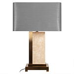 Настольная лампа с основанием из натурального камня c серым прямоугольным абажуром Lapis Tiburtinus варинант исполнения - 1 | Loft Concept в Саратове