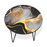 Стол журнальный с круглой столешницей из стекла Gold and Black Marble варинант исполнения - 2 | Loft Concept в Саратове