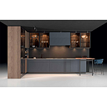 Комбинированный кухонный гарнитур сине-серого цвета с фасадом под дерево Benjamin Kitchen Set варинант исполнения - 4 | Loft Concept в Саратове