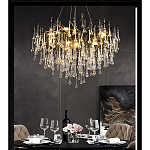 Люстра черная с прозрачными стеклянными подвесками в форме капель FAIRYTREE Light варинант исполнения - 4 | Loft Concept в Саратове