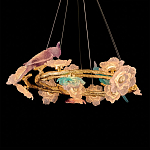 Люстра круглая на золотом каркасе с птичками и цветочным декором Miscellaneous herbs варинант исполнения - 4 | Loft Concept в Саратове