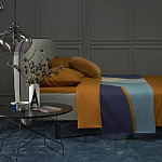 Плед из хлопка синего цвета с абстрактным принтом Elysian Flow Ocean варинант исполнения - 6 | Loft Concept в Саратове