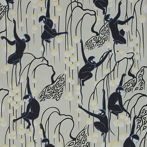Обои ручная роспись Deco Monkeys Terracotta on Icefield dyed silk
