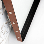 Зеркало прямоугольное в металлической раме с кожаной отделкой Loft in Reflection варинант исполнения - 3 | Loft Concept в Саратове