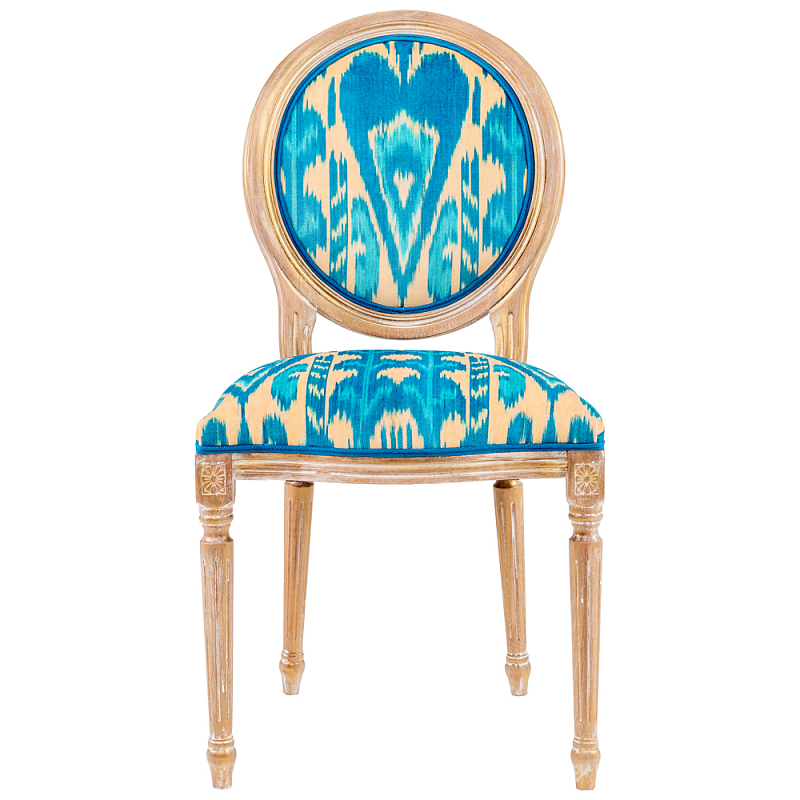 Стул из натурального бука с бирюзово-желтым узором Ikat Pattern бирюзовый Светлый дуб Бирюзовый Желтый Стул из натурального бука с бирюзово-желтым узором Ikat Pattern бирюзовый Светлый дуб Бирюзовый Желтый в Саратове | Loft Concept
