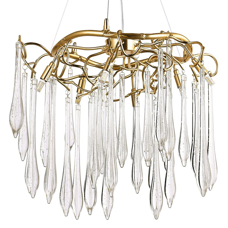 Люстра с хрустальными подвесками в виде капель Droplet Crystal Gold Chandelier 6 Золотой Прозрачный Люстра с хрустальными подвесками в виде капель Droplet Crystal Gold Chandelier 6 Золотой Прозрачный в Саратове | Loft Concept