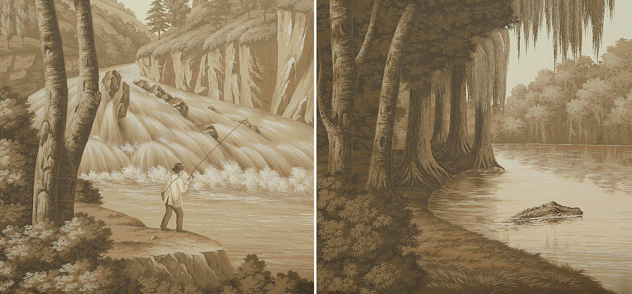 Обои ручная роспись North American River Views Sepia on scenic paper Обои ручная роспись North American River Views Sepia on scenic paper - Loft-Concept в Саратове