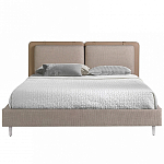 Кровать двуспальная серая с изголовьем из экокожи и ткани Modern Look варинант исполнения - 3 | Loft Concept в Саратове