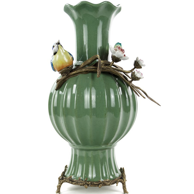 Фарфоровая ваза Deep Green Vase Зеленый шалфей Бронза Фарфоровая ваза Deep Green Vase Зеленый шалфей Бронза в Саратове | Loft Concept