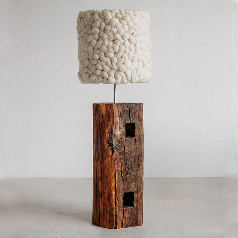 Торшер с вязаным абажуром Woolen Floor Lamp Белый Коричневый Торшер с вязаным абажуром Woolen Floor Lamp Белый Коричневый в Саратове | Loft Concept