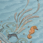 Обои с вышивкой ручной работы Amami Waves Moonbeam colourway on silk moire варинант исполнения - 3 | Loft Concept в Саратове