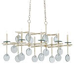 Люстра линейная с круглыми прозрачными подвесками  Horizontal Rectangular Chandelier варинант исполнения - 2 | Loft Concept в Саратове