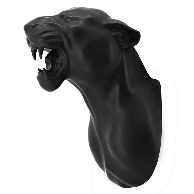 Аксессуар на стену Пантера матовая Abhika LEOPARD HEAD HANGING Черный матовый в Саратове | Loft Concept 