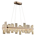 Люстра подвесная прямоугольная с рифлёными прозрачными элементами и золотым основанием Aurea Vista варинант исполнения - 1 | Loft Concept в Саратове