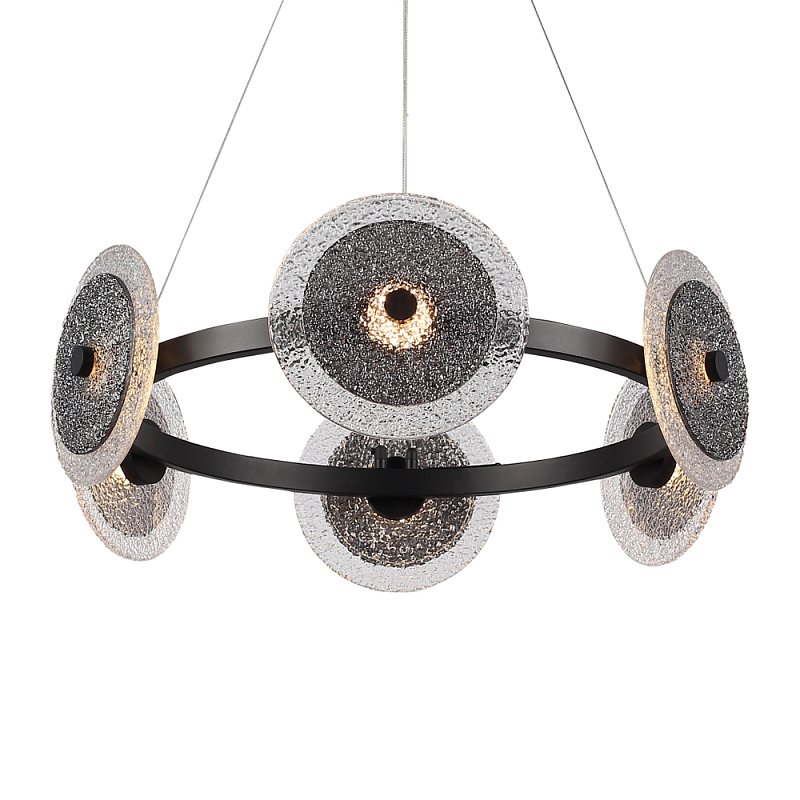 Люстра с плафонами из фактурного двойного стекла Heterochromia Дымчатый (Smoke) Черный в Саратове | Loft Concept 