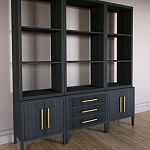 Модульный стеллаж Primo из трех составных элементов Черный дуб варинант исполнения - 3 | Loft Concept в Саратове