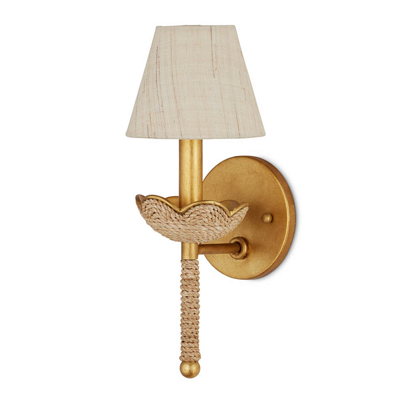 Бра из кованого железа с отделкой плетеной веревкой и сусальным золотом Parisian Style Золотой Бежевый в Саратове | Loft Concept 