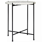 Кофейный столик с круглой разноцветной столешницей на 4-х черных ножках Multicolored Stone Composite варинант исполнения - 1 | Loft Concept в Саратове