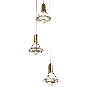 Подвесной светильник с 3-мя плафонами в форме бриллианта Diamond Crystal Trio Hanging Lamp