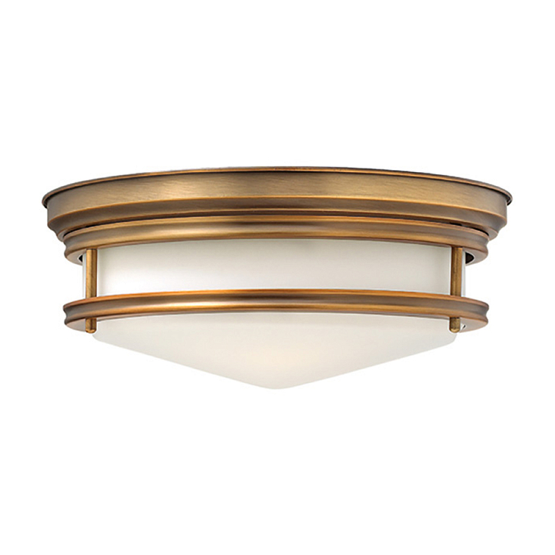 Потолочный светильник с белым матовым стеклянным плафоном в форме перевернутого конуса Hinkley Белый Бронза Хром в Саратове | Loft Concept 