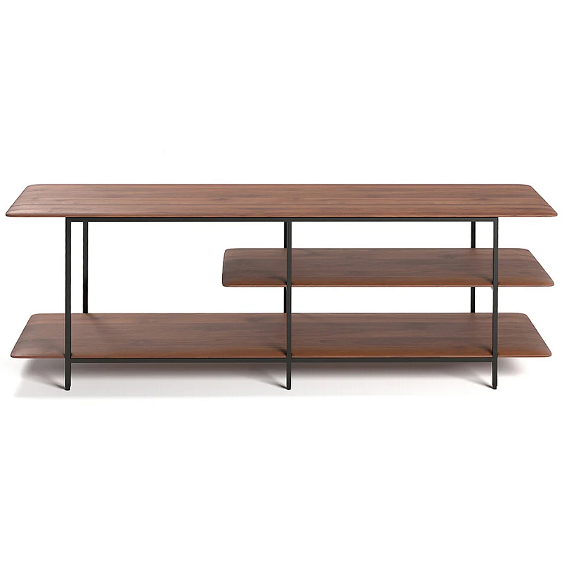 ТВ-тумба с полками из массива ореха Derick Wooden TV Stand Коричневый Черный ТВ-тумба с полками из массива ореха Derick Wooden TV Stand Коричневый Черный в Саратове | Loft Concept